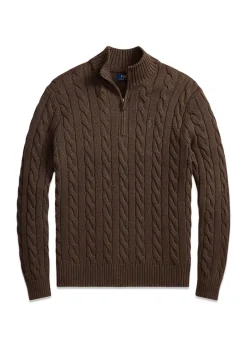 Cable Knit Cotton Quater Zip Sweater