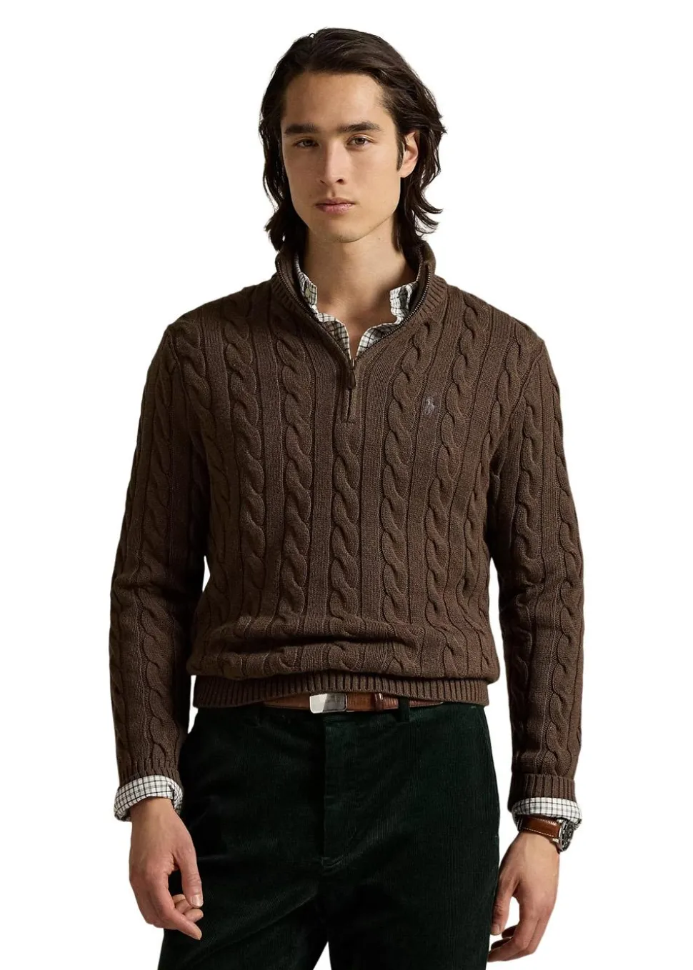 Cable Knit Cotton Quater Zip Sweater