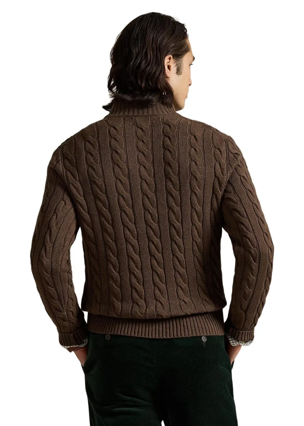 Cable Knit Cotton Quater Zip Sweater