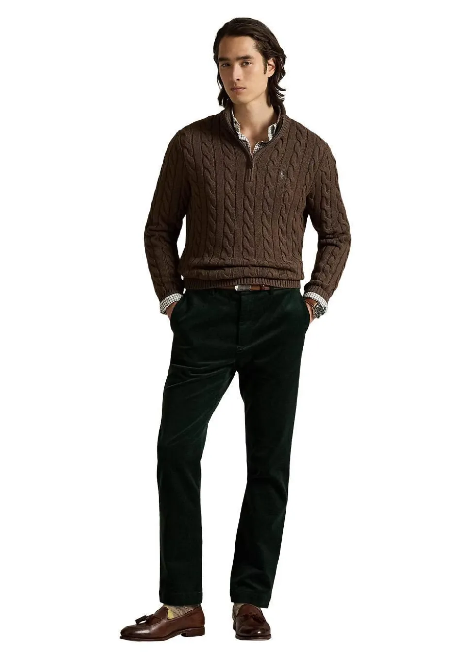 Cable Knit Cotton Quater Zip Sweater