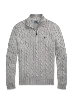 Cable Knit Cotton Quater Zip Sweater
