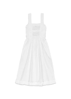 Cotton Poplin Midi Strap Smock Dress