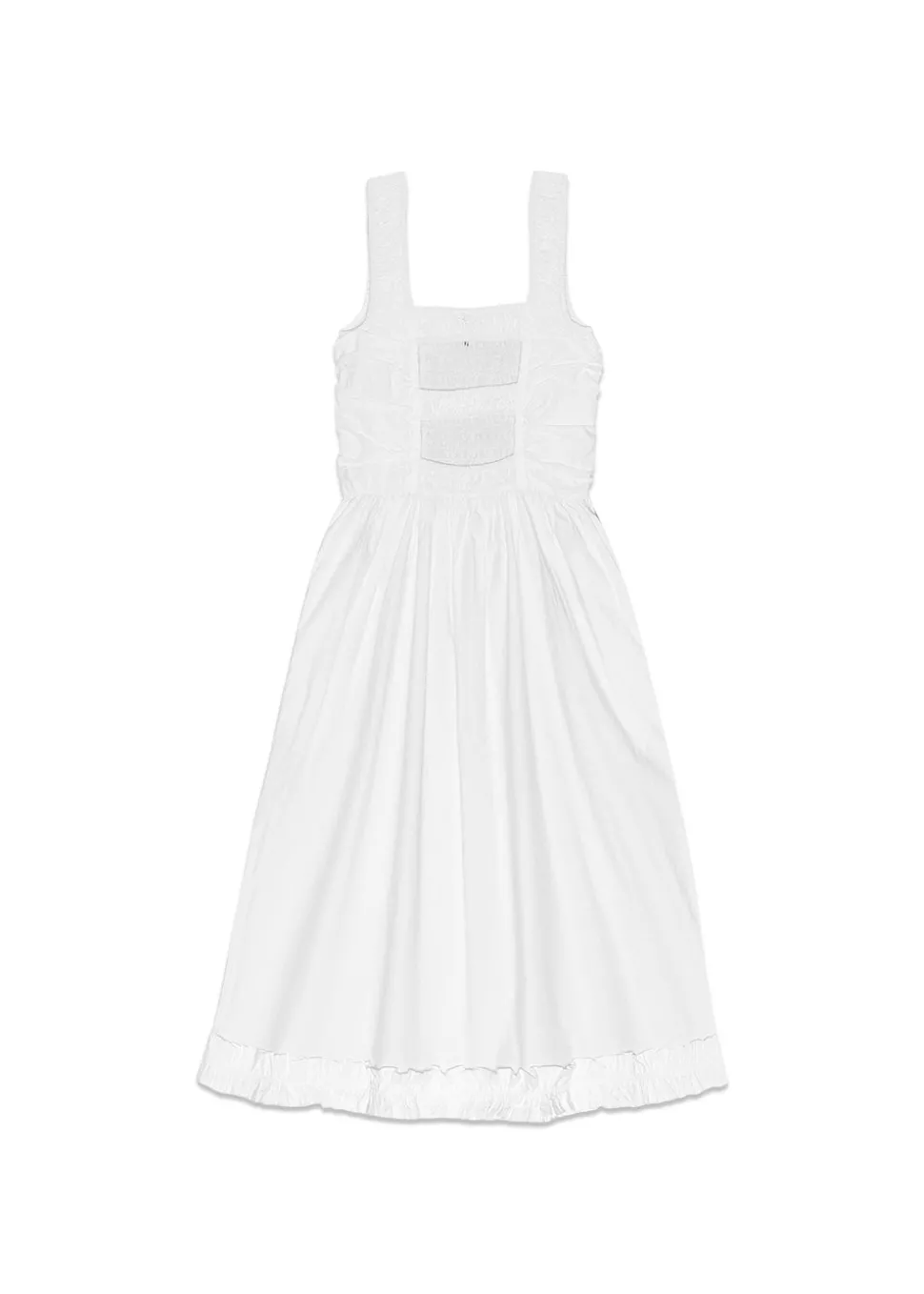 Cotton Poplin Midi Strap Smock Dress