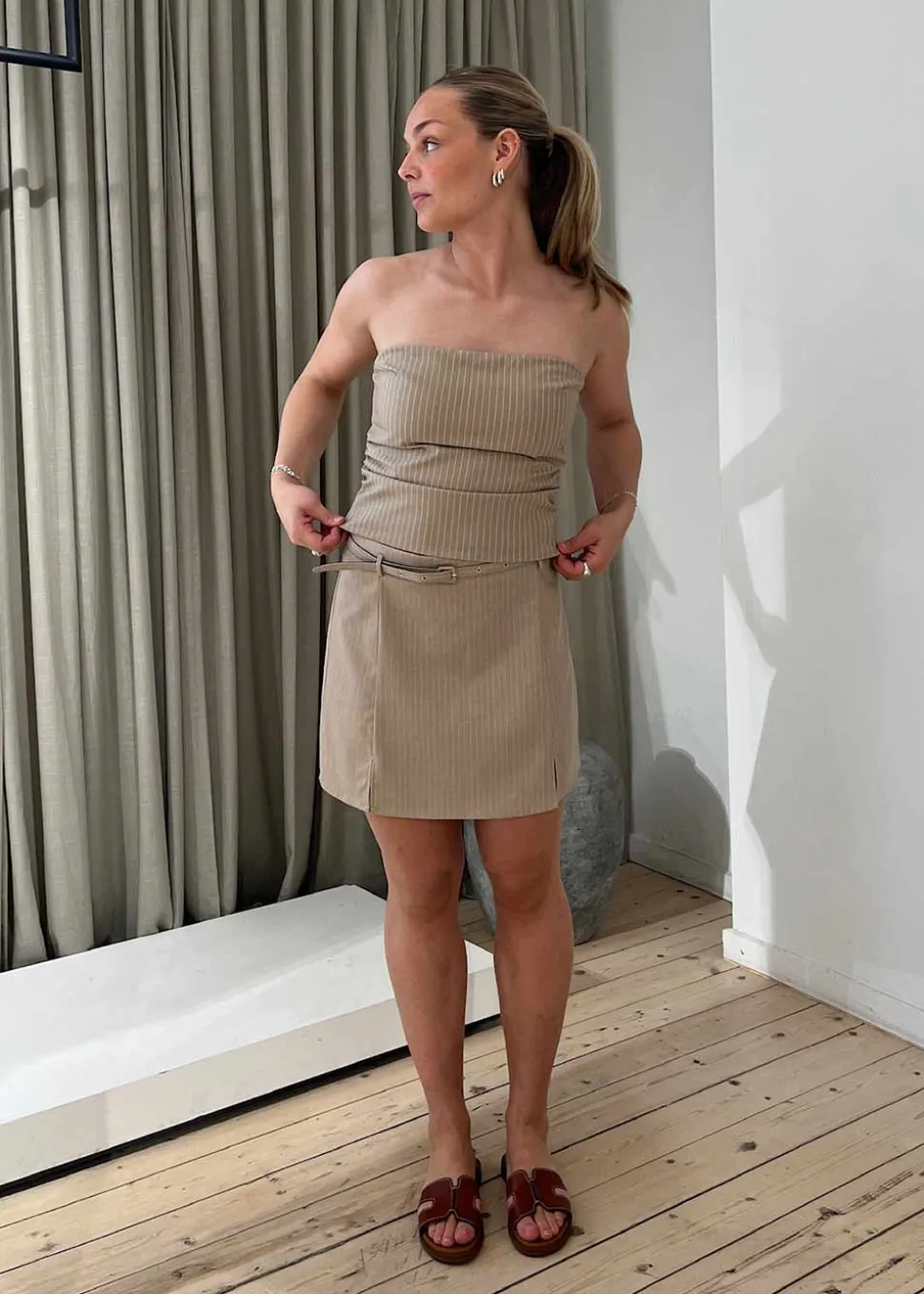 Donte Melange Pinstripe Skirt