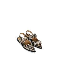 Feminine Buckle Ballerina Satin Print