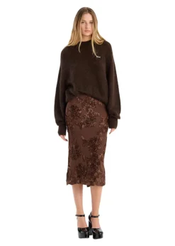 FLOWER MESH PENCIL SKIRT