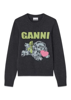 Graphic Wool Mix Puppy Love Crewneck