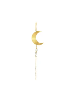 Half Moon Earring with pearl chain