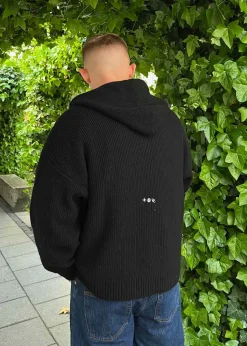 Rib Wool Knit Hoodie