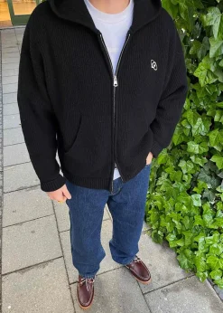 Rib Wool Knit Hoodie