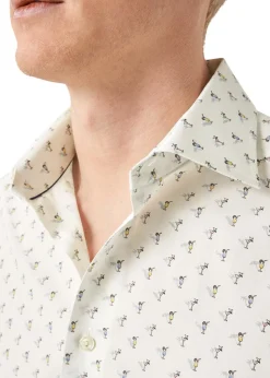 Slim Drink Print Poplin Shirt