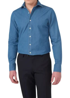 Slim Fit Cut Away Denim Shirt