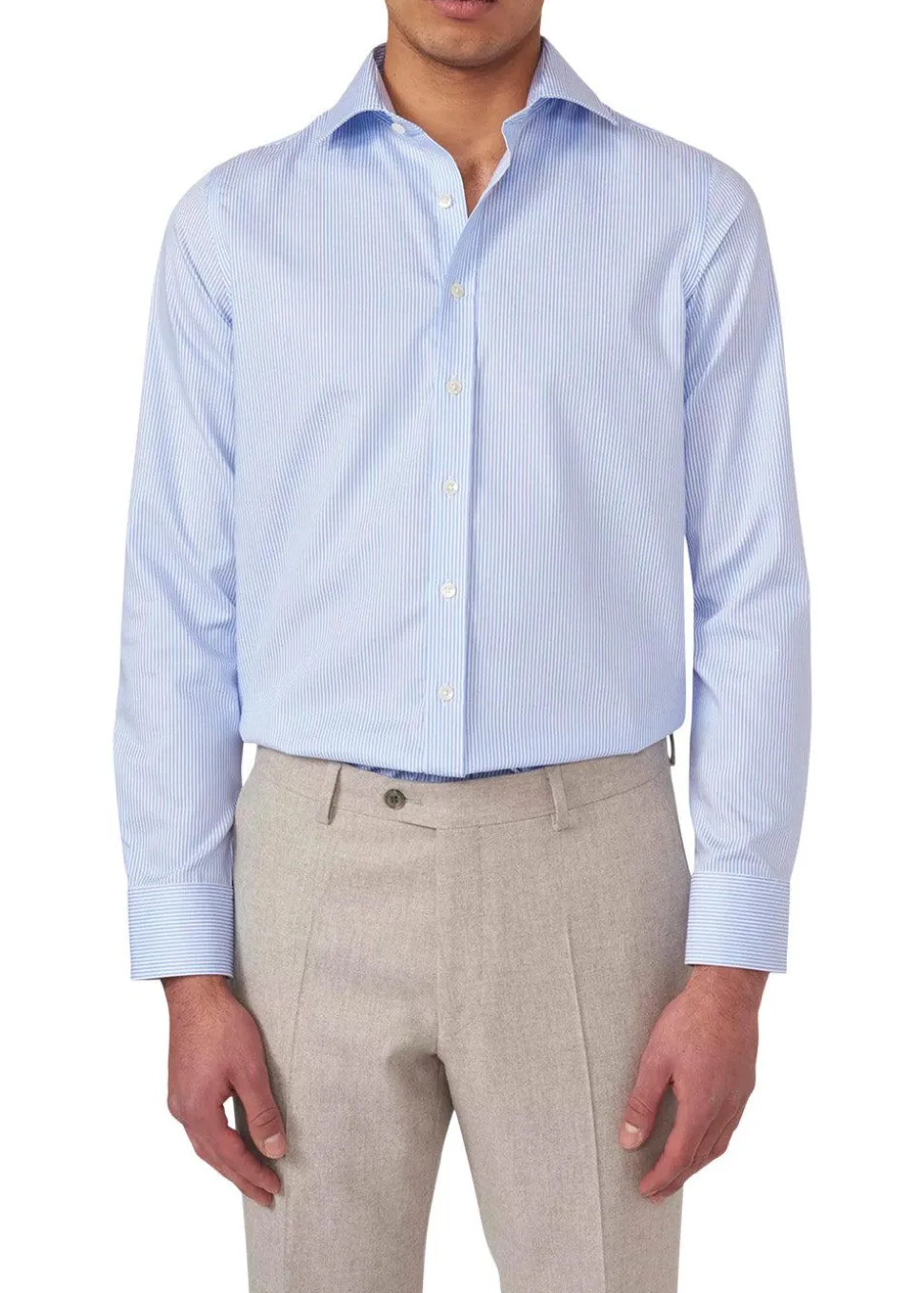 Slim Fit Cut Away Non Iron Banker Stripe