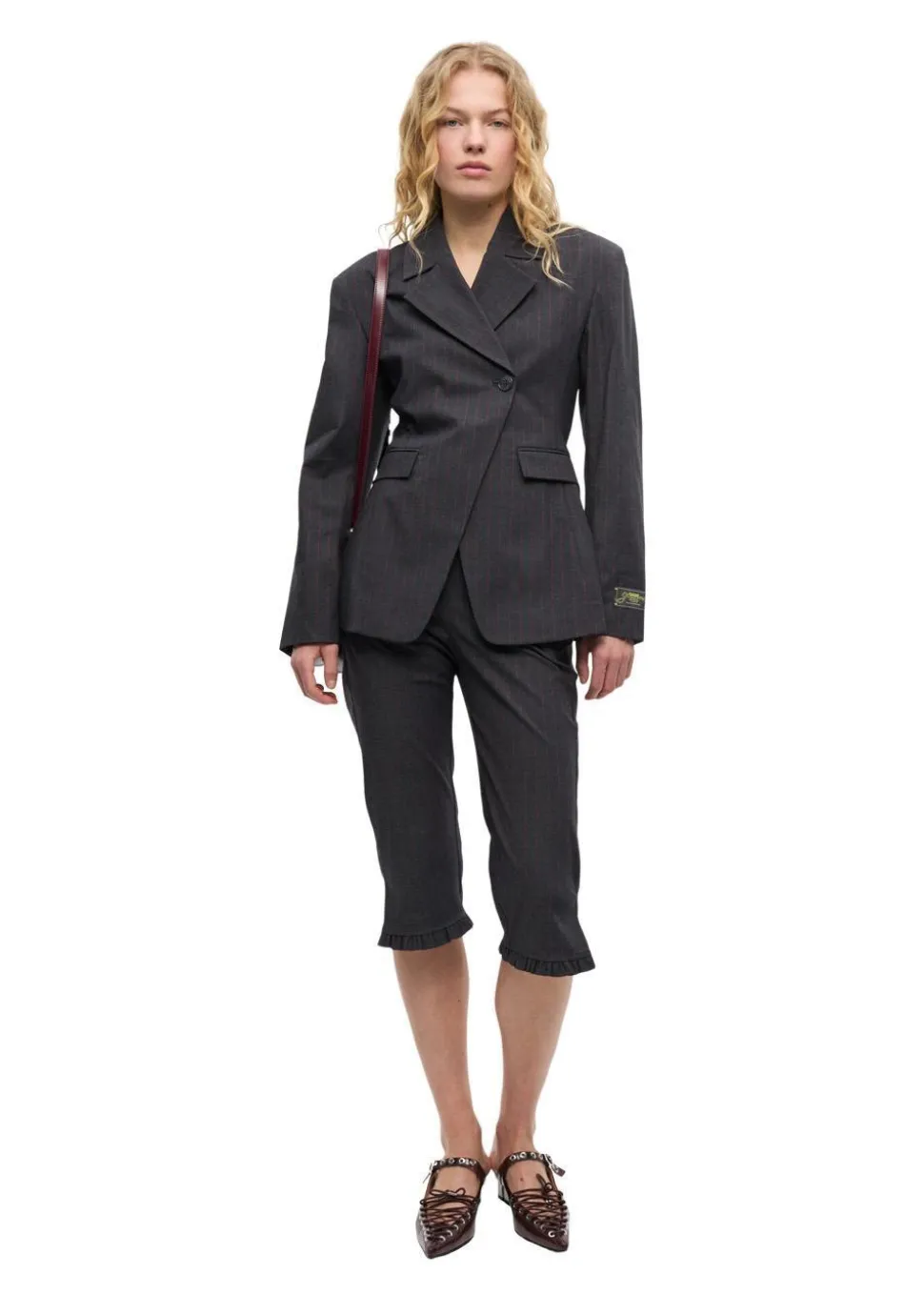 Stretch Stripe Tailoring Capri Pants