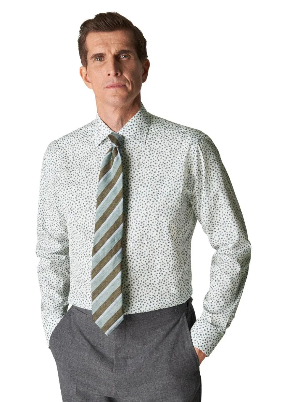 Umbrella Print Poplin Slim Shirt