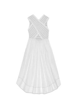 Washed Stretch Cotton Smock Midi Straps Dress
